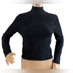 Essendi Turtleneck Silk Blend Velour Crop Sweater Open Back